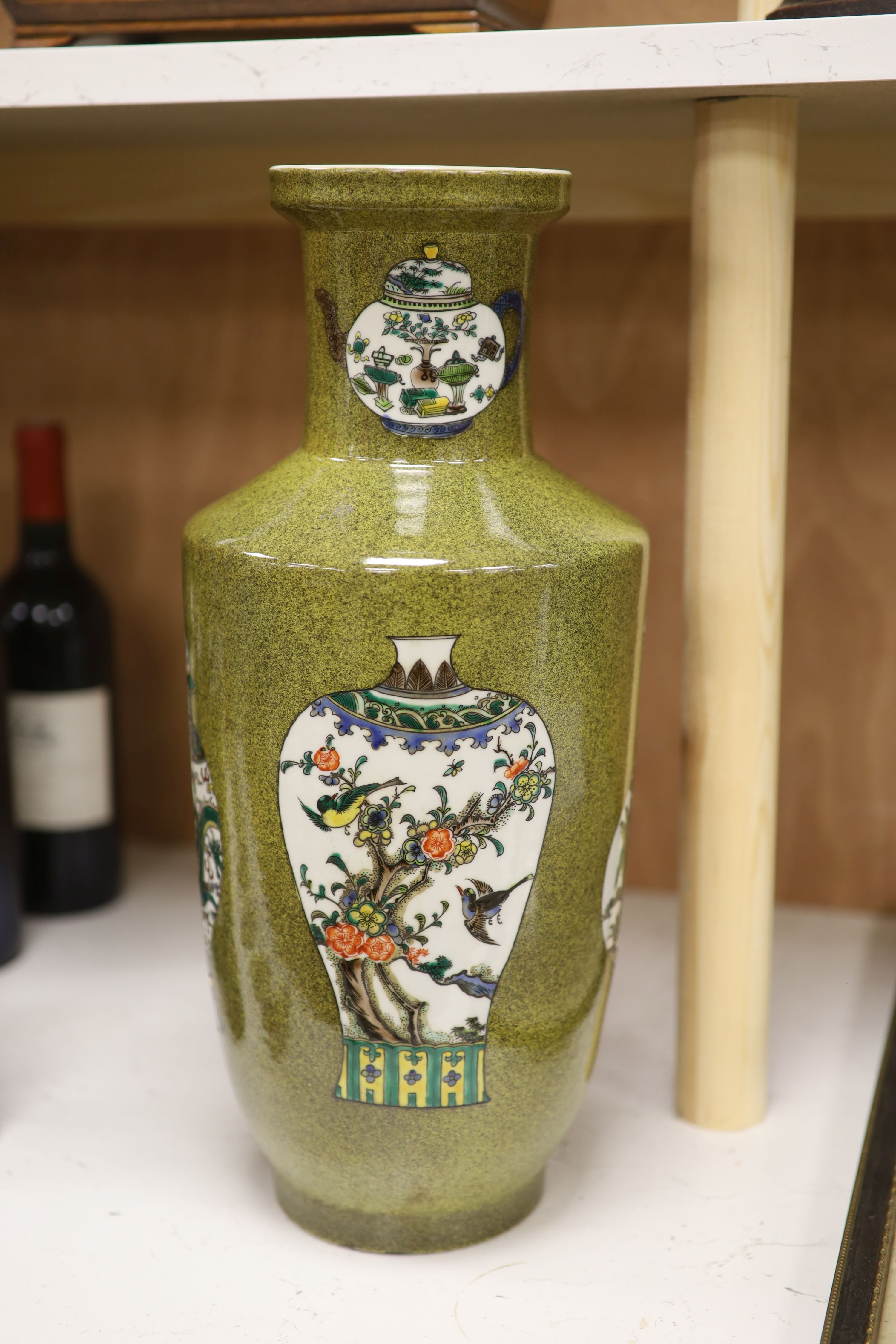 Two 20th century Chinese vases, one famille noire, height 50cm